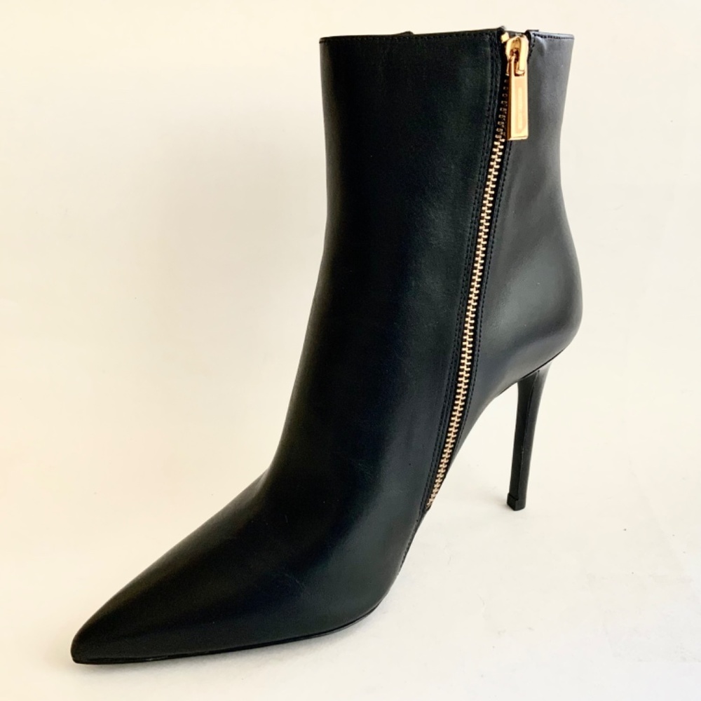 Michael Kors Keke Black Leather Ankle Boots Stiletto Heel Pointed Toe Bootie 9.5 - Picture 12 of 15